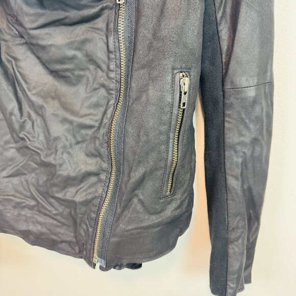 Muubaa Goat Leather Jacket Womens 4 black motorcycle asymmetrical zip - Picture 4 of 7